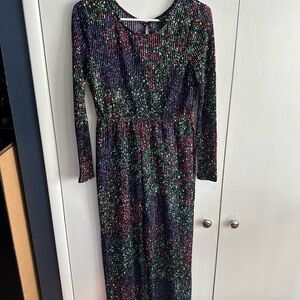 Art Class Colorful Patterned Long Sleeve Jumpsuit